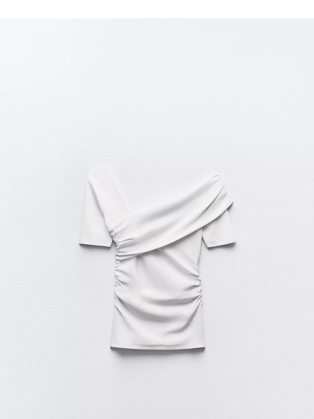 Zara Off-Shoulder White Ruched Women’s Top
